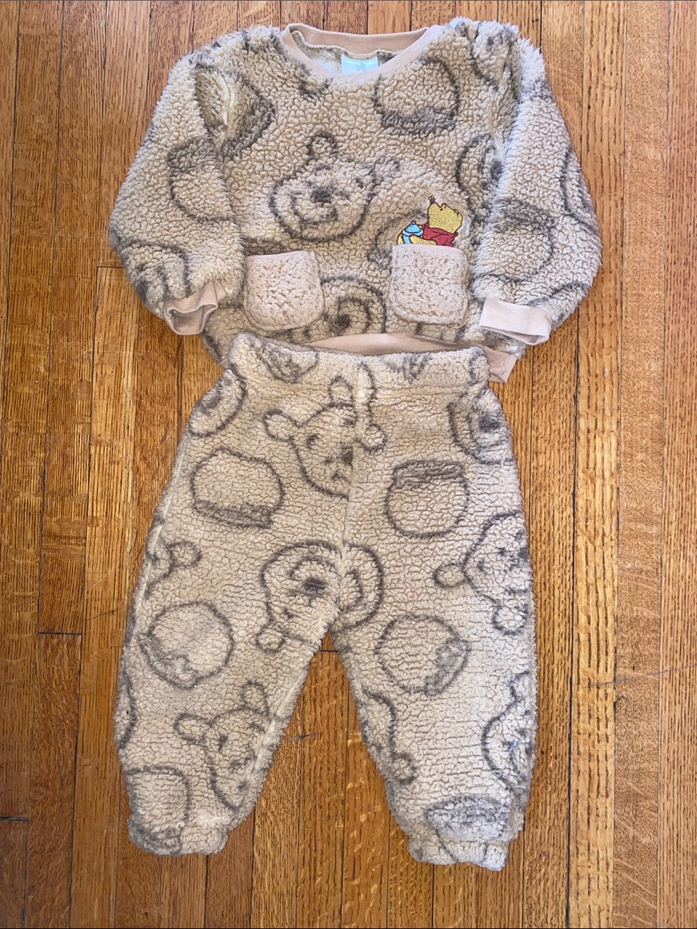 Disney Baby Beige Sherpa Set with Yellow Winnie the Pooh Accent